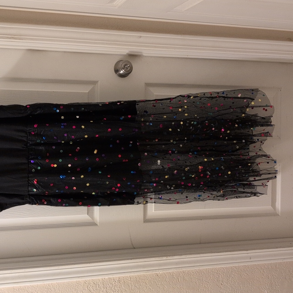 Black And Rainbow Sequin Mesh Party Dress - Picture 6 of 14